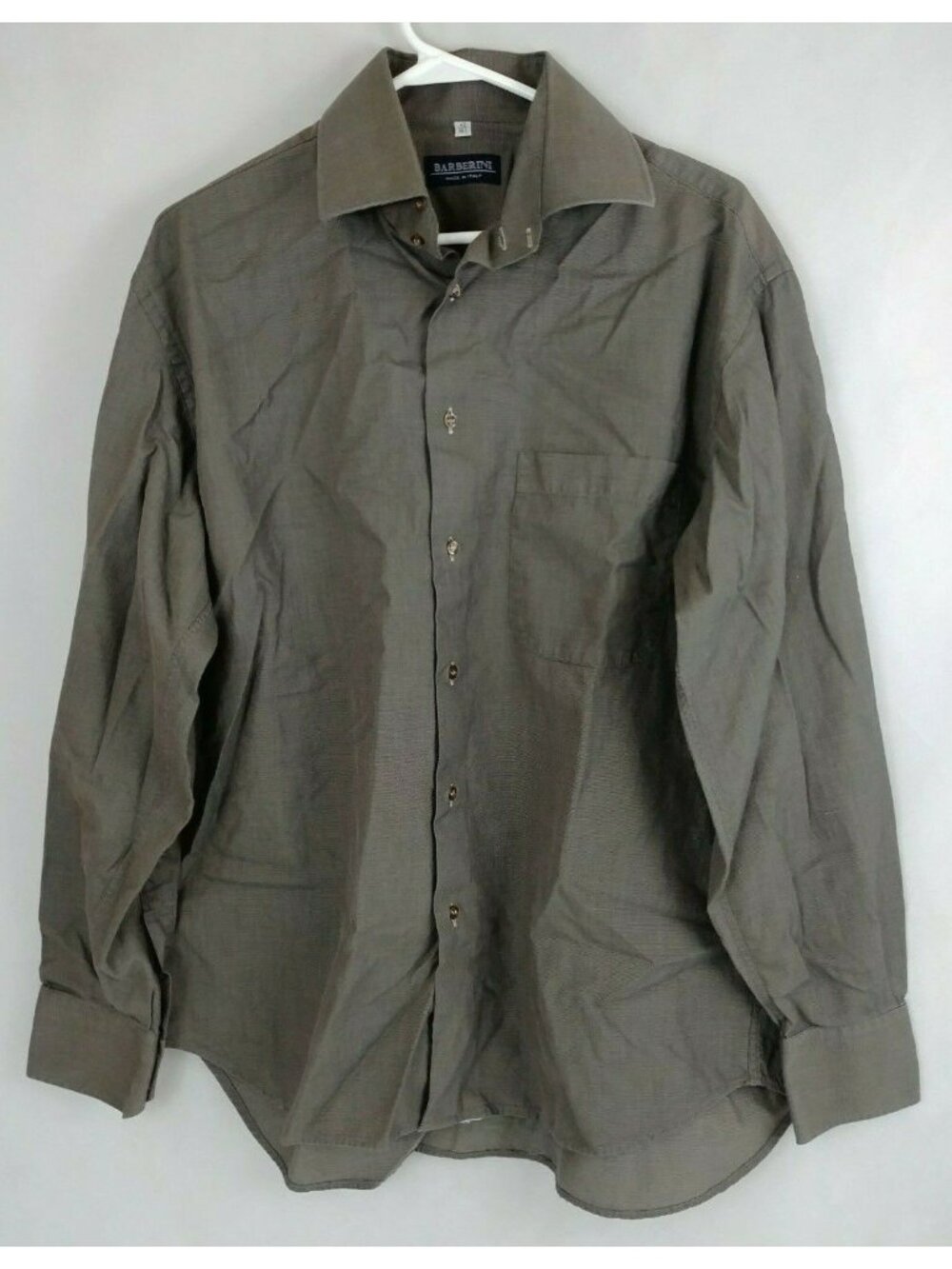 Barberini Men's Gray Button Up Shirt Size 42 /16.5 Made in Italy 100% Cotton